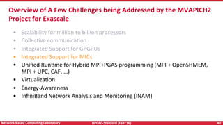 HPCAC-Stanford	(Feb	‘16)	 40	Network	Based	CompuNng	Laboratory	
•  Scalability	for	million	to	billion	processors	
•  Colle...