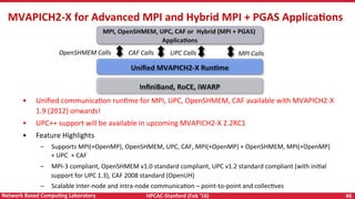 HPCAC-Stanford	(Feb	‘16)	 46	Network	Based	CompuNng	Laboratory	
MVAPICH2-X	for	Advanced	MPI	and	Hybrid	MPI	+	PGAS	ApplicaN...