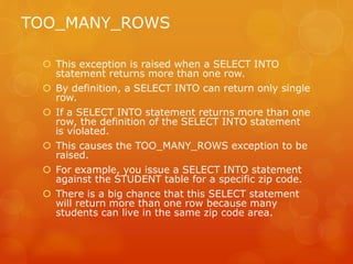Different Kinds of Exception in DBMS | PPTX