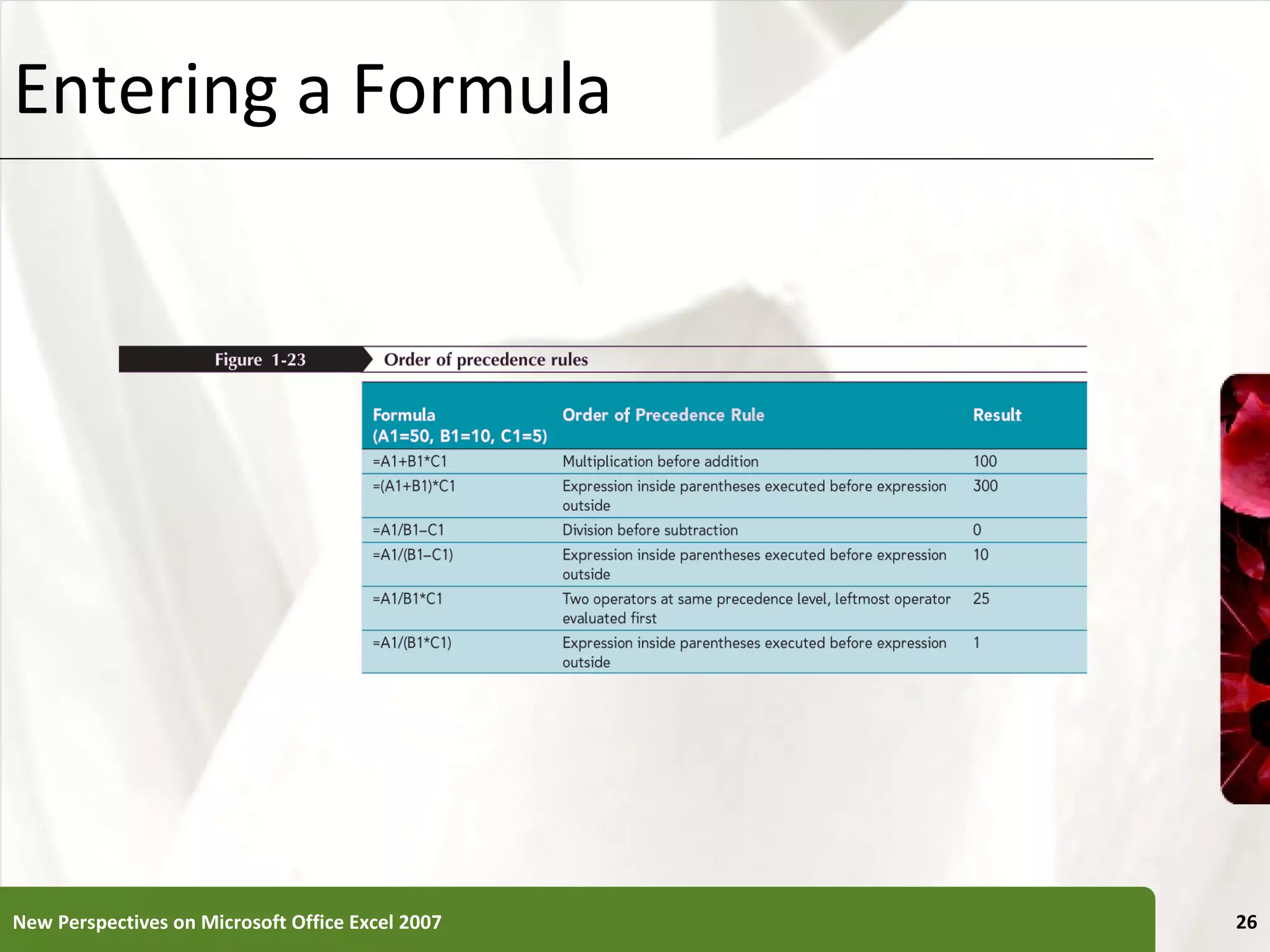 Entering a Formula New Perspectives on Microsoft Office Excel 2007 