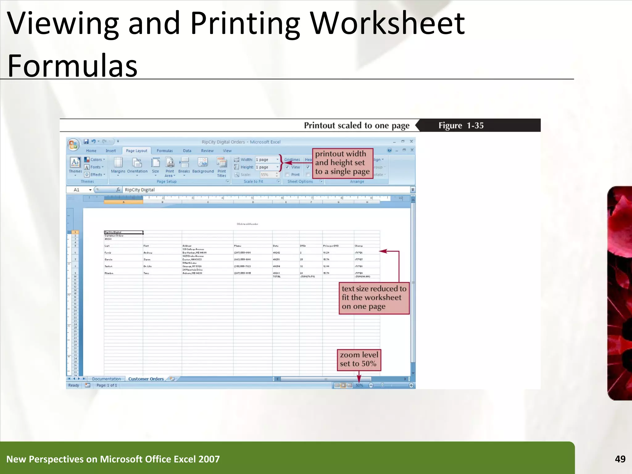 Viewing and Printing Worksheet Formulas New Perspectives on Microsoft Office Excel 2007 