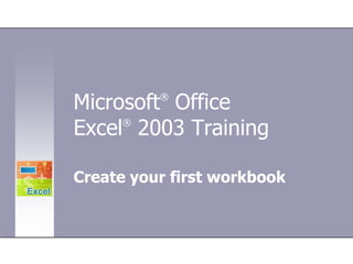 Microsoft® Office Excel®2003 Training Create your first workbook 