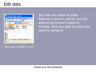 Create your first workbookTest 2, question 2To enter a fraction such as 1/4, the first thing you enter is _____. (Pick one answer.)One. Zero.Minus sign. 