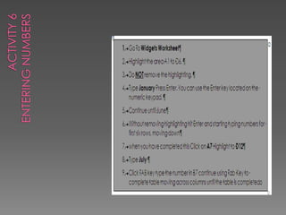 Activity 6Entering Numbers