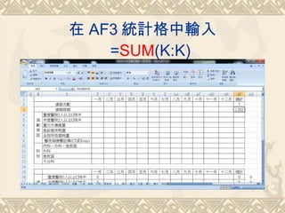  AF3 yӋݔ  = SUM (K:K)  