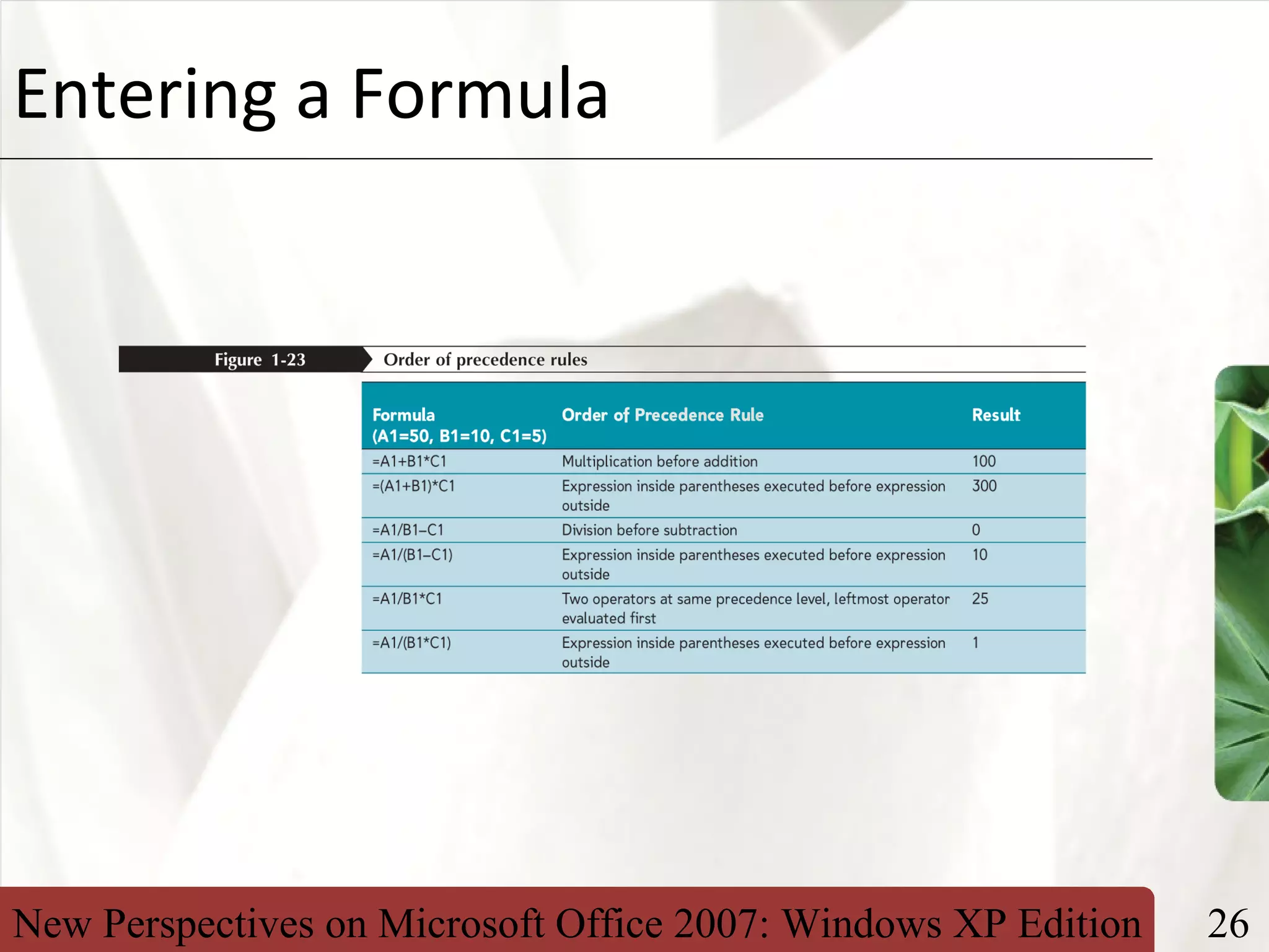 New Perspectives on Microsoft Office 2007: Windows XP Edition 26
XPEntering a Formula
 
