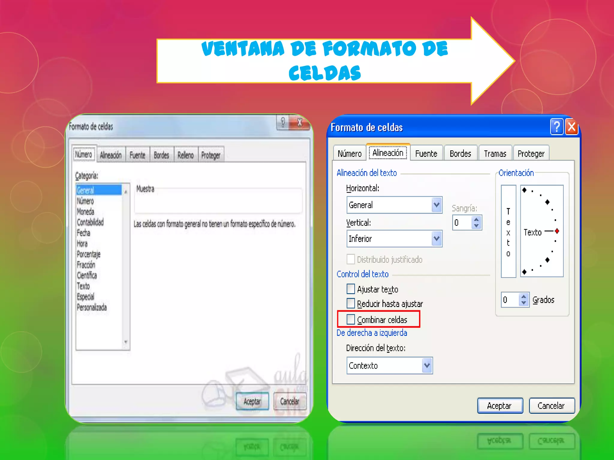 ventana de formato de
celdas

 