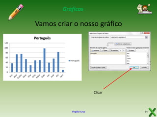 Gráficos

Vamos criar o nosso gráfico
Português
120
100
80
60
40

Português

20
0

Clicar

Virgílio Cruz

54

 
