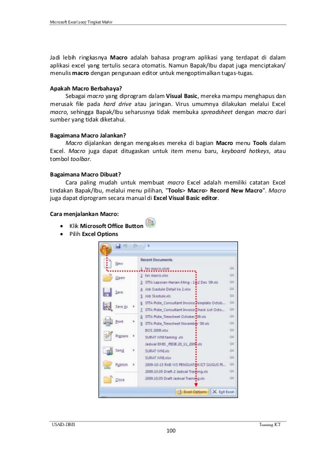 Belajar Excel Tingkat Mahir