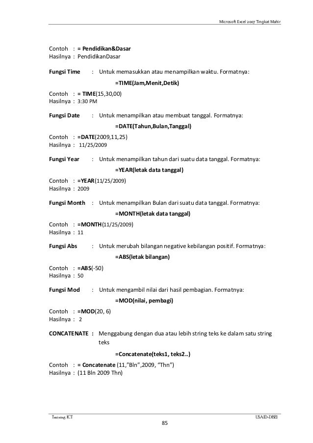 Belajar Excel Tingkat Mahir