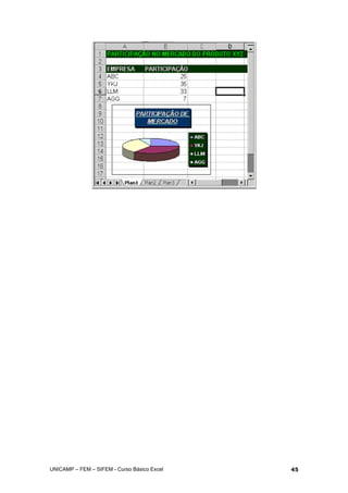 UNICAMP – FEM – SIFEM - Curso Básico Excel 45
 