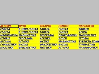 παρουσιαση ε ωρολογιο πρόγραμμα στο Excel