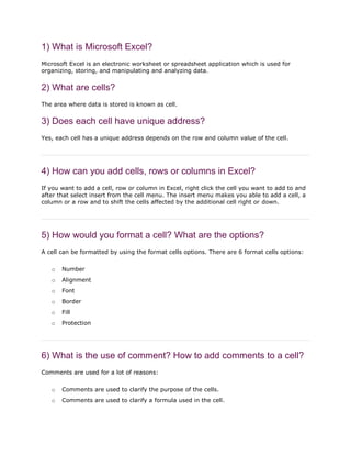Excel Basic Knowledge | PDF