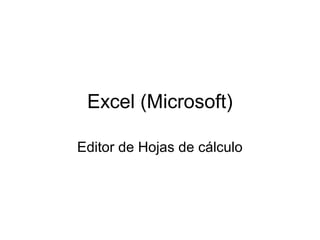 Excel (Microsoft)
Editor de Hojas de cálculo

 