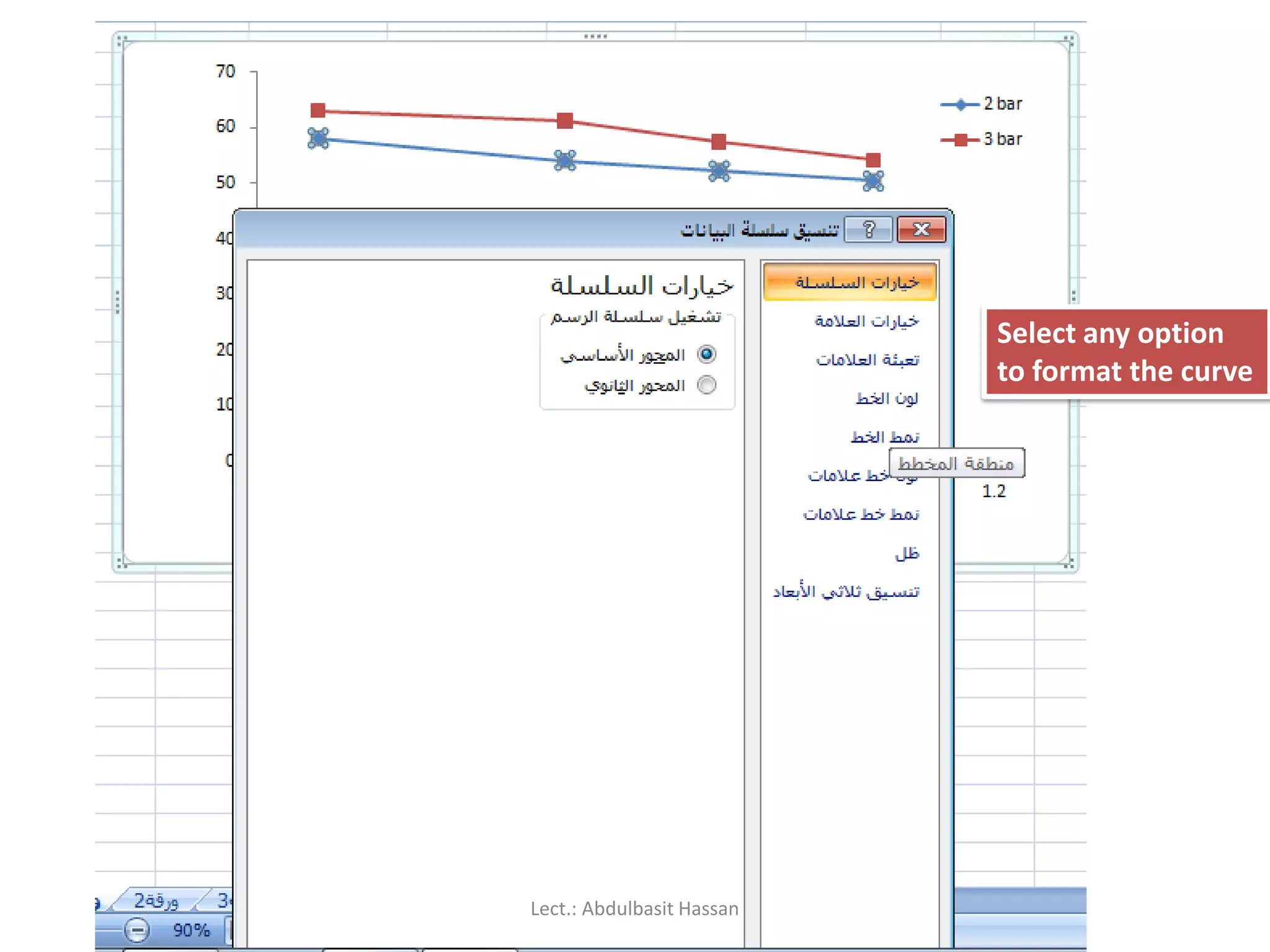 Select any option
to format the curve
Lect.: Abdulbasit Hassan
 