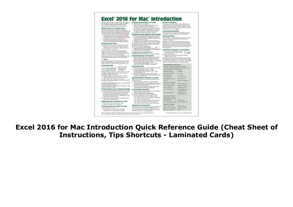 excel for mac 2016 shortcuts