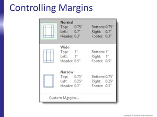 Controlling Margins
Copyright © 2015 30 Bird Media LLC
 