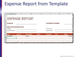 Expense Report from Template
Copyright © 2015 30 Bird Media LLC
 