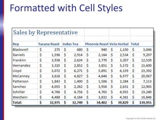 Formatted with Cell Styles
Copyright © 2015 30 Bird Media LLC
 