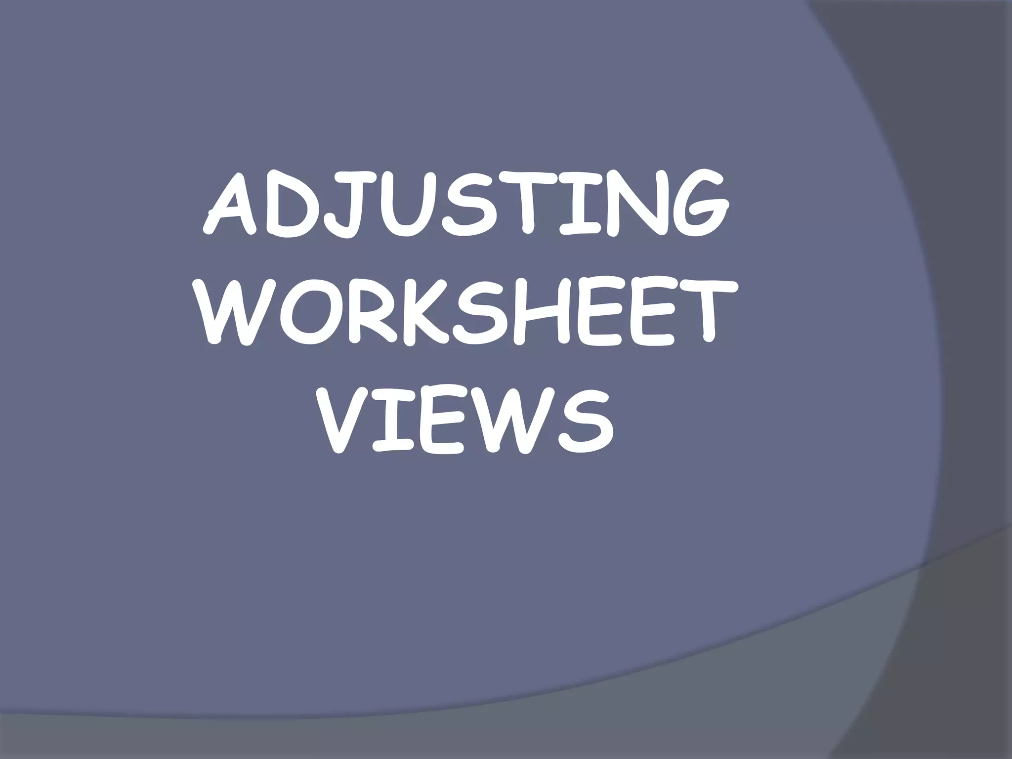 ADJUSTING
WORKSHEET
VIEWS
 