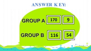 ANSWER K EY:
170
116
9
54
 