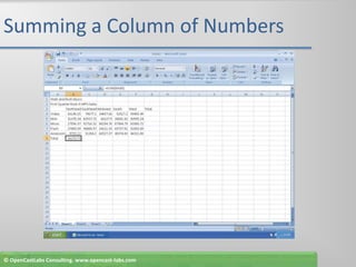 Summing a Column of Numbers© OpenCastLabs Consulting. www.opencast-labs.com