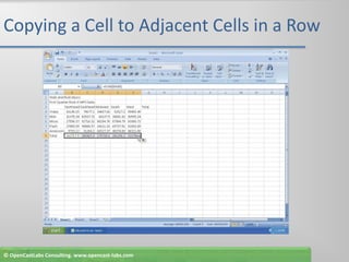 Copying a Cell to Adjacent Cells in a Row© OpenCastLabs Consulting. www.opencast-labs.com
