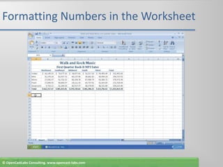 Formatting Numbers in the Worksheet© OpenCastLabs Consulting. www.opencast-labs.com