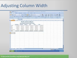 Adjusting Column Width© OpenCastLabs Consulting. www.opencast-labs.com