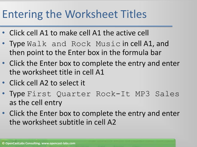OpenCastLabs Excel chapter-1 | PPT