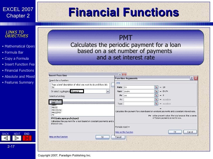 excel chapter 2 inserting formulas in a worksheet financial functions in excel 2007 with examples