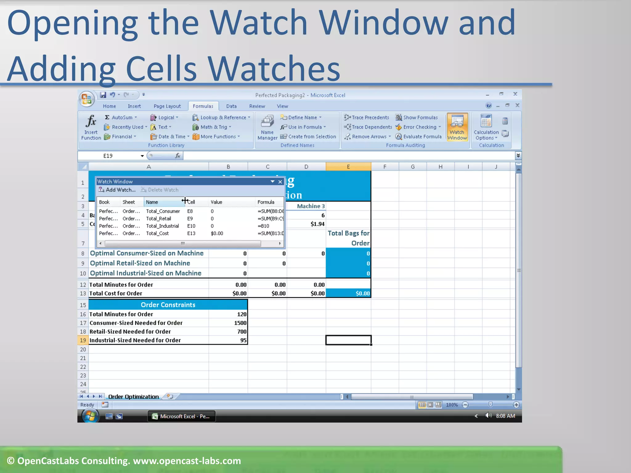 Opening the Watch Window and Adding Cells Watches© OpenCastLabs Consulting. www.opencast-labs.com