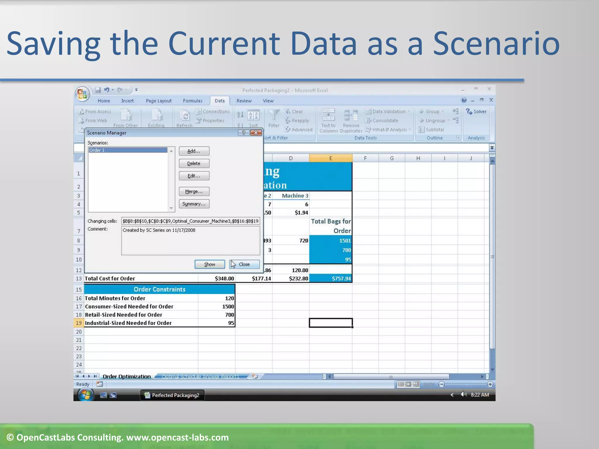 Saving the Current Data as a Scenario© OpenCastLabs Consulting. www.opencast-labs.com