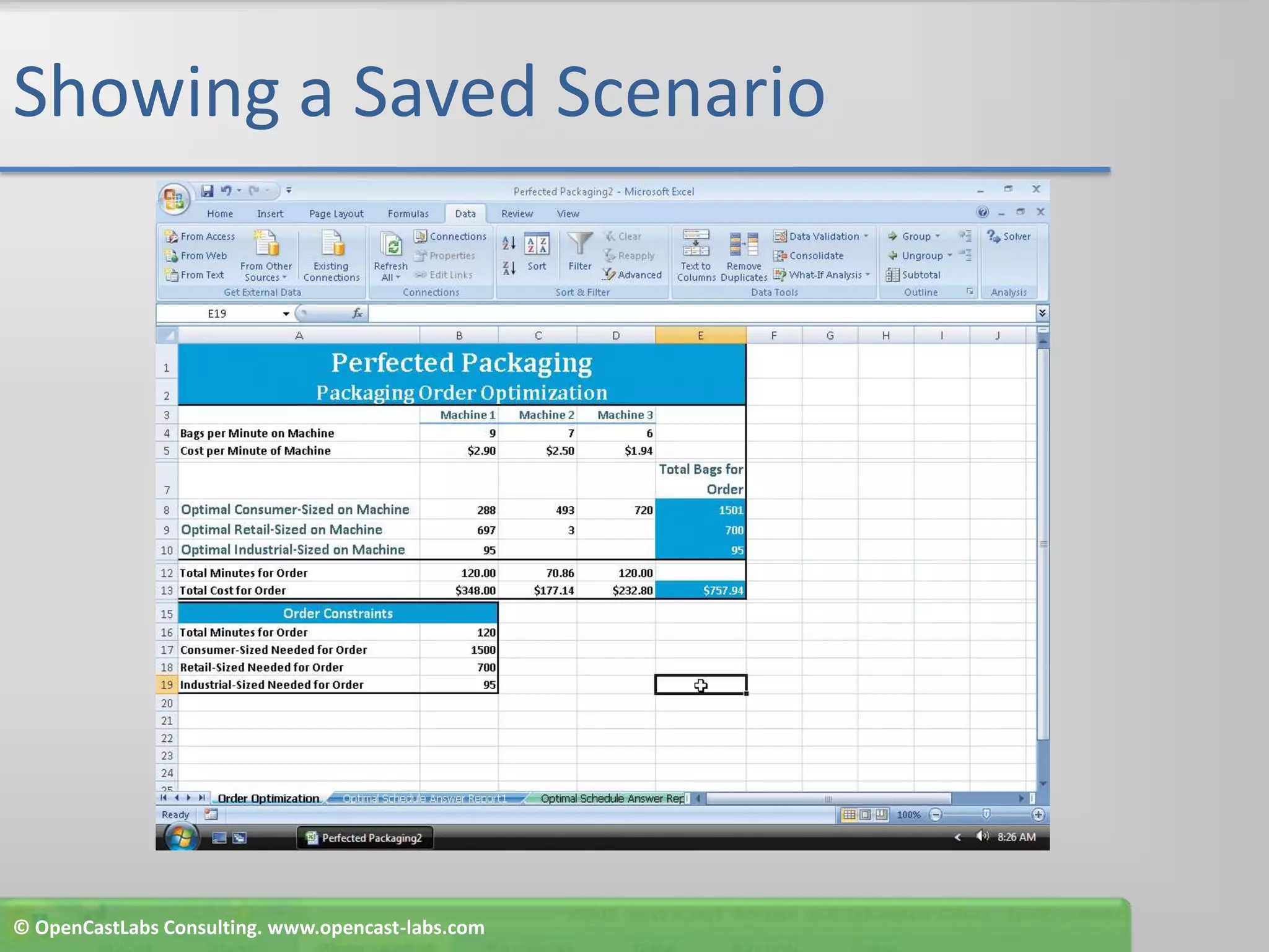 Showing a Saved Scenario© OpenCastLabs Consulting. www.opencast-labs.com
