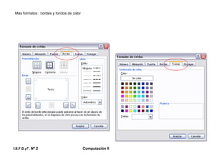 Mas formatos : bordes y fondos de color I.S.F.D.yT . Nº 2 Computación II 