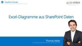 SharePoint-Schwabe
Nutzen Sie alle Räume Ihrer SharePoint Villa bevor Sie anbauen!
Excel-Diagramme aus SharePoint Daten
Thomas Maier
MCT, MCSE SharePoint, MCSA Office 365, MCTS Dynamics CRM
 