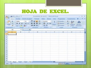 HOJA DE EXCEL.
 