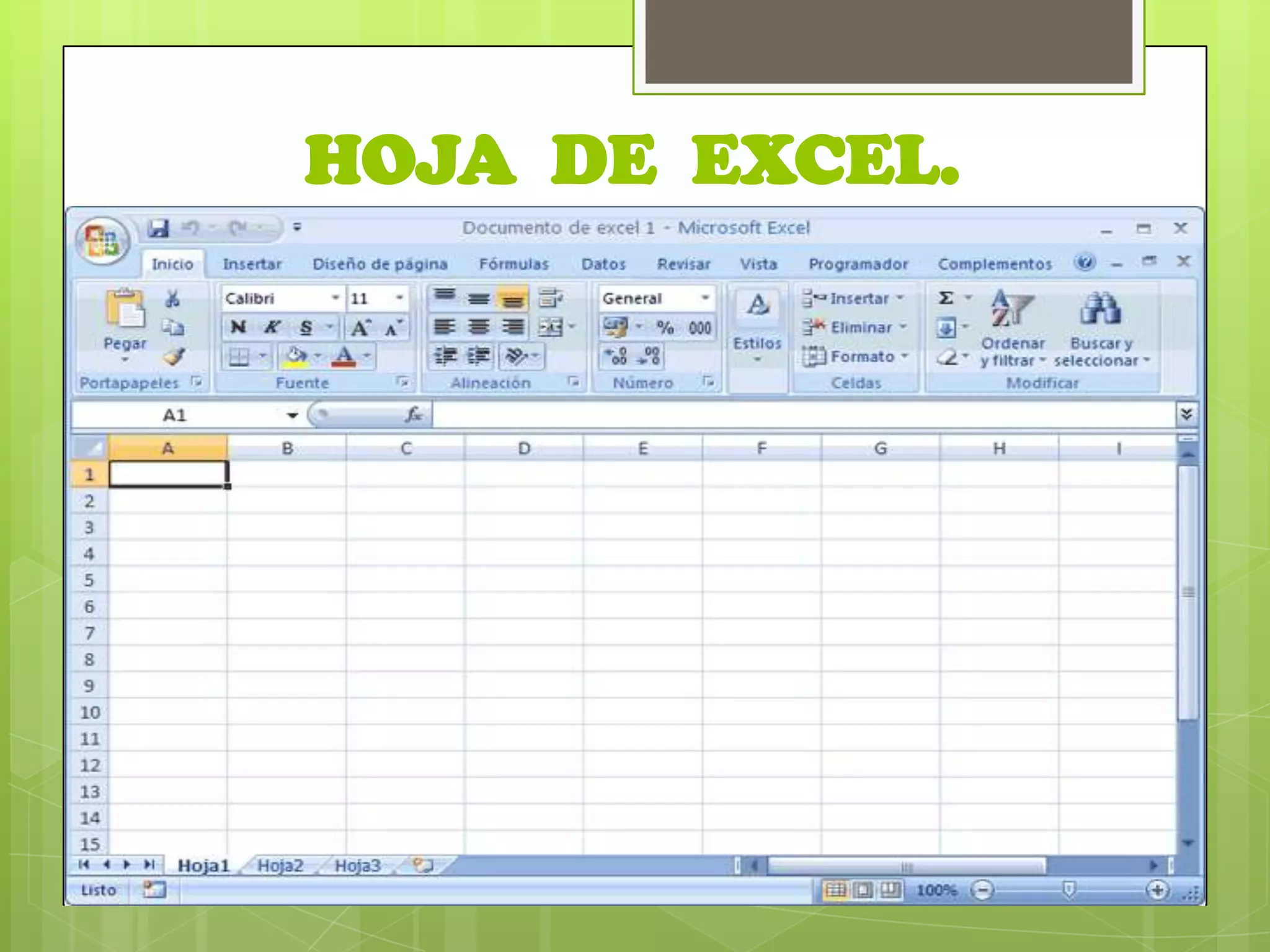 HOJA DE EXCEL.
 