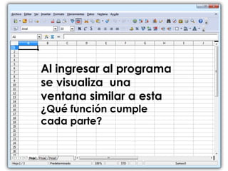 Al ingresar al programa se visualiza  una ventana similar a esta ¿Qué función cumple cada parte? 
