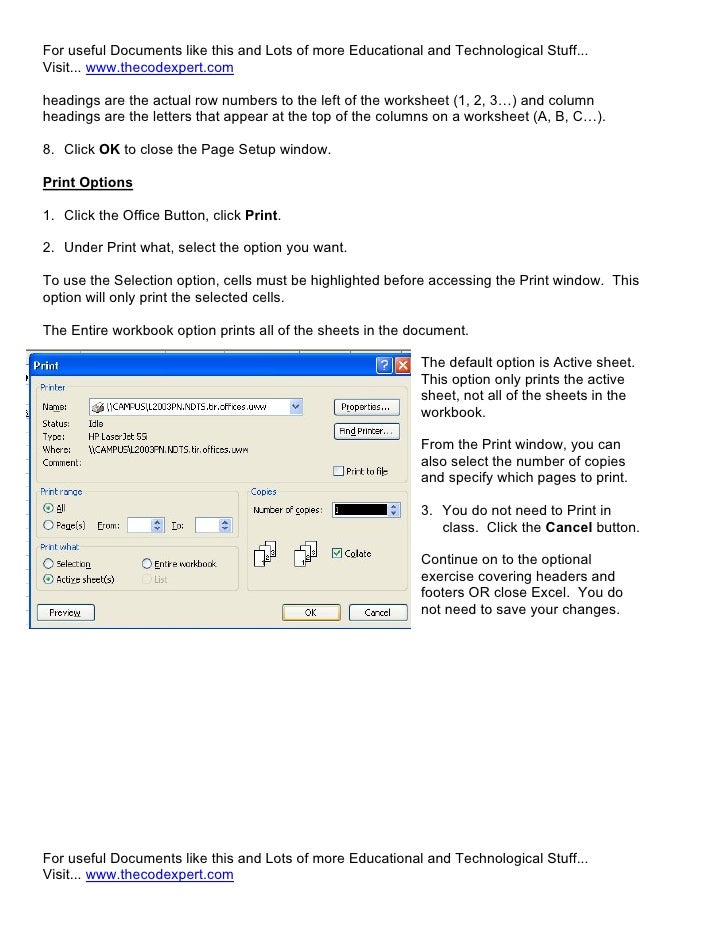 Excel Printing Tips2007