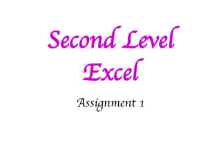 Second Level Excel Assignment 1 