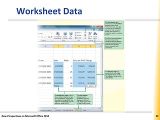 XPXPXP
New Perspectives on Microsoft Office 2010 22
Worksheet Data
 