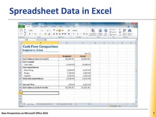 XPXPXPSpreadsheet Data in Excel
New Perspectives on Microsoft Office 2010 7
 