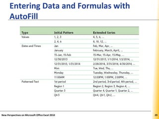 XPXPXP
Entering Data and Formulas with
AutoFill
New Perspectives on Microsoft Office Excel 2010 29
 