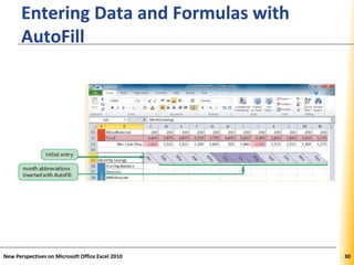 XPXPXP
Entering Data and Formulas with
AutoFill
New Perspectives on Microsoft Office Excel 2010 30
 