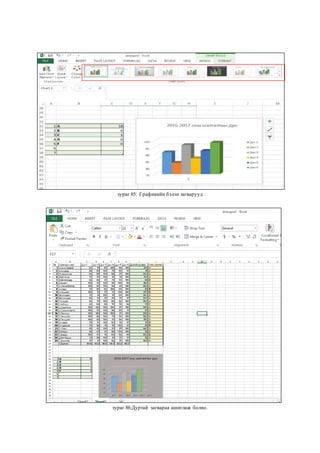 зураг 85: Графикийн бэлэн загварууд
зураг 86:Дуртай загвараа ашиглаж болно.
 