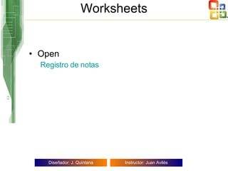 Worksheets Open  Registro  de  notas 