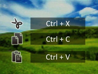 Ctrl + X
Ctrl + C

Ctrl + V
 