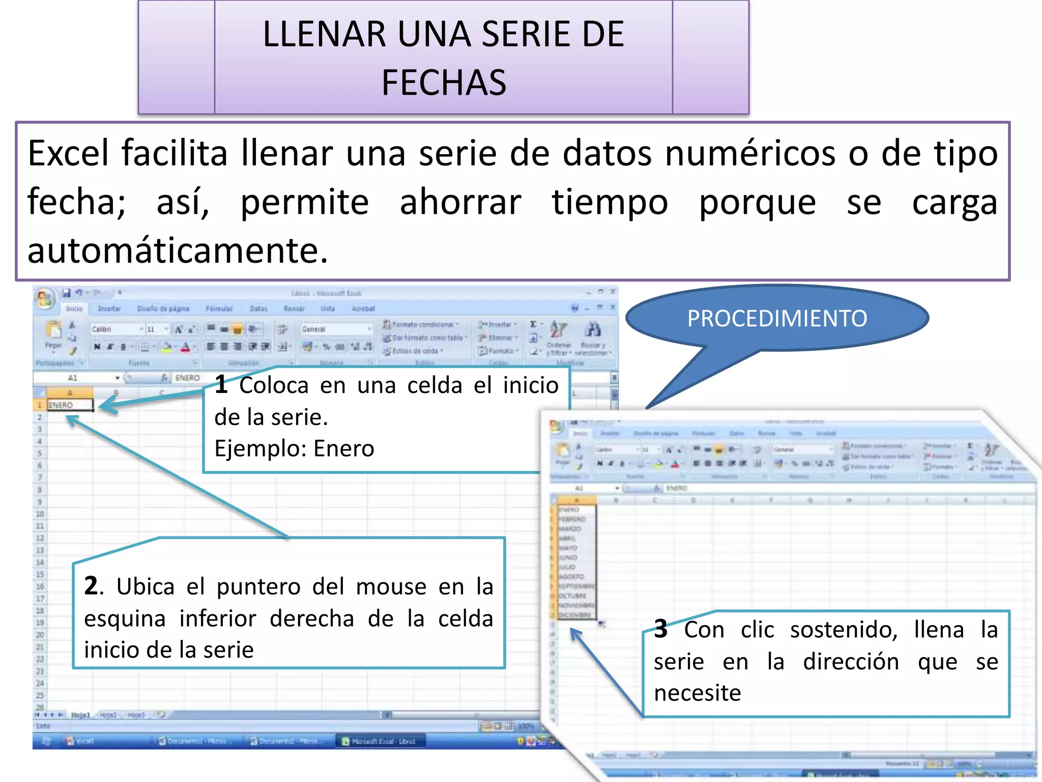Botón AutosumaSe obtiene el resultado de la suma de todo el rango, mediante un clic sobre el botón AutosumaPara utilizar el botón autosuma sigue los siguientes pasos:1Ubícate al final del rango que va a ser sumado en sentido horizontal o vertical.2.-Da clic en el botón Autosuma3.- Presiona la tecla Enter