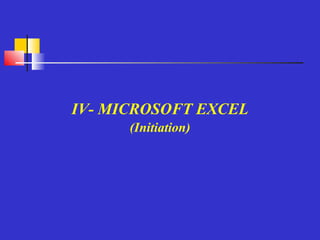 IV- MICROSOFT EXCEL   (Initiation) 